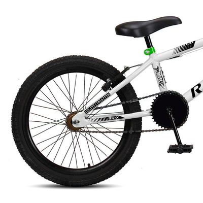 Bicicleta BMX Cross Aro 20 RV-X Aro Aero Freio V-brake Ravok Branco Verde
