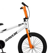 Bicicleta BMX Cross Aro 20 RV-X Aro Aero Freio V-Brake Ravok Branco Laranja