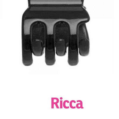 Prendedor De Cabelo Piranha Pequena Lisa Preta Ricca