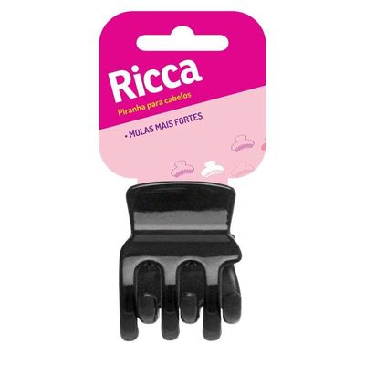 Prendedor De Cabelo Piranha Pequena Lisa Preta Ricca