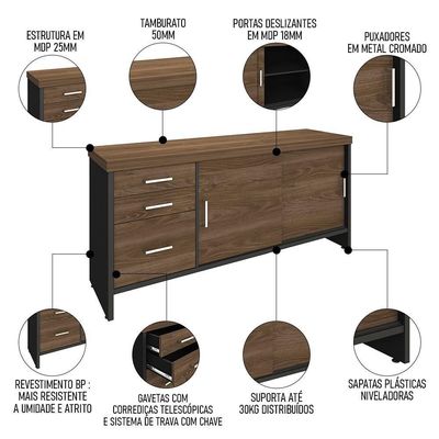Conjunto Escritório Home Office 3 Peças Corp A06 Charuto-preto - Mpozenato