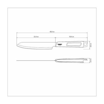Faca Trinchante Tramontina Churrasco Black Com Lamina Em Aço Inox Preto 8 Polegada