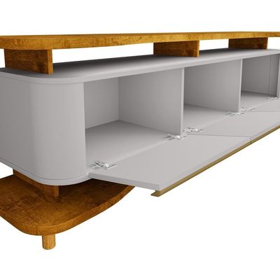 Rack Para Sala De Estar Tv 75 Pol Orgânico Maui B02 Naturalle Off White - Lyam Decor