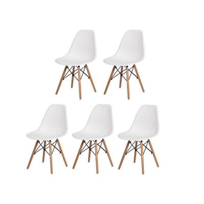 Conjunto De Mesa Eames Eiffel Redonda 120cm Branco + 5 Cadeiras Brancas