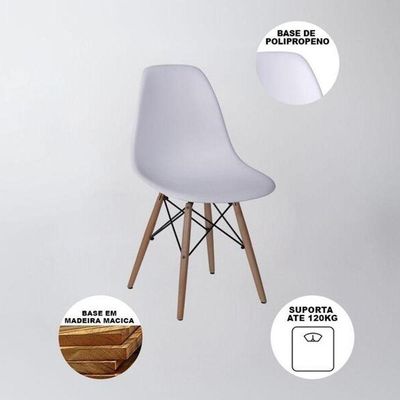 Conjunto Mesa Jantar Quadrada Eiffel 80cm Branco Mdf + 4 Cadeiras Charles Eames