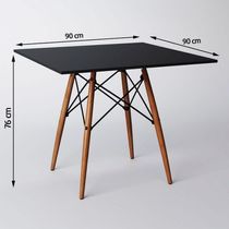 Mesa De Jantar Quadrada Eiffel 90cm Mdf Charles Eames - Base Em Madeira E Aço Carbono