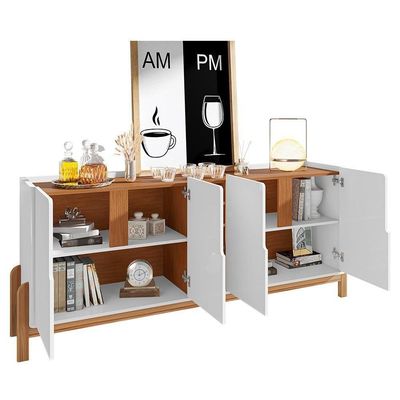 Buffet Aparador Lizz 190cm 4 Portas Com Adega Branco-cedro - Casa D Branco-cedro
