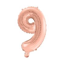 Kit Arranjo De Balões Número 9 Rose Gold - 13 Itens