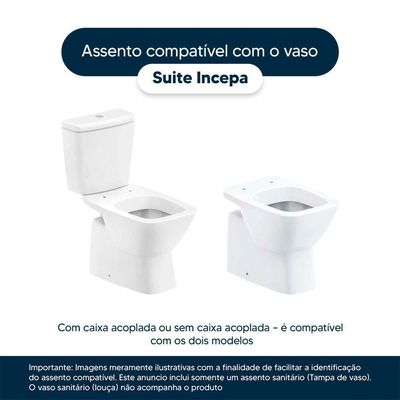 Assento Sanitário Poliéster Suite Branco Para Vaso Incepa 37301