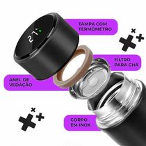 Garrafa Térmica Inox 500ml Quente Frio Tampa Preto Nº18