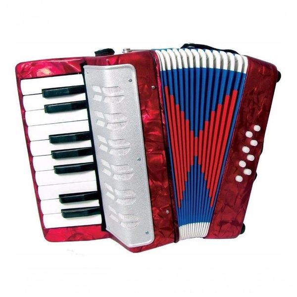 Acordeon Sanfona Infantil Semi Profissional 8 Baixos Vermelho