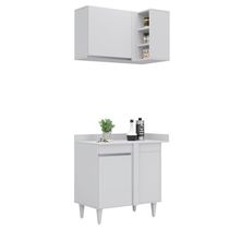 Armário De Cozinha Modulado De Canto Esquerdo 4 Peças Cp46 Balcão Sem Tampo Branco