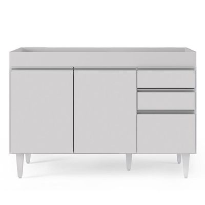 Armário De Cozinha Modulado De Canto Esquerdo 4 Peças Cp46 Balcão Sem Tampo Branco