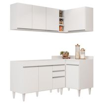 Armário De Cozinha Modulado De Canto Esquerdo 4 Peças Cp46 Balcão Sem Tampo Branco