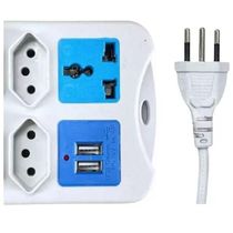 Régua Extensão Elétrica 9 Tomadas Com 2 Usb E Cabo 2 Metros