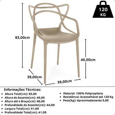 Kit 2 Cadeiras De Jantar Allegra Prática Empilhável - Nude