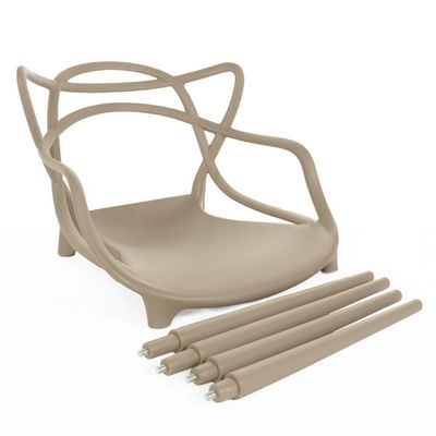 Kit 2 Cadeiras De Jantar Allegra Prática Empilhável - Nude