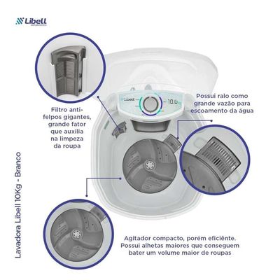 Máquina De Lavar Roupas 10 Kg Semi Automática 220V Libell