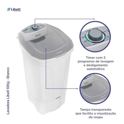 Máquina De Lavar Roupas 10 Kg Semi Automática 220V Libell
