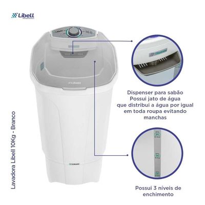 Máquina De Lavar Roupas 10 Kg Semi Automática 220V Libell