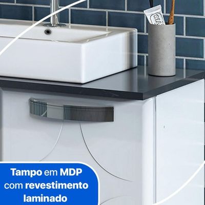 Gabinete De Banheiro Com Tampo E 2 Portas Suspenso 70,5cm Multimóveis Cr10143 Branco