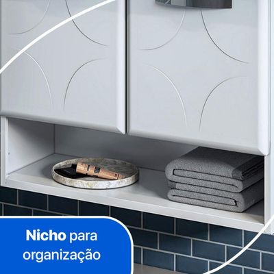 Gabinete De Banheiro Com Tampo E 2 Portas Suspenso 70,5cm Multimóveis Cr10143 Branco
