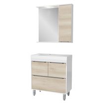 Gabinete De Banheiro Com Cuba E Espelheira Com Led 79,5cm Multimóveis Cr10131 Branco-legno Crema