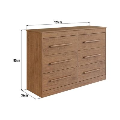 Cômoda Com 6 Gavetas 121cm Multimóveis Cr35263 Nogueira