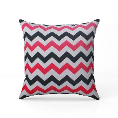 Kit 04 Capas Para Almofada Tecido Estampado Zig Zag Rosa E Preto D103 42x42 Cm - D'rossi