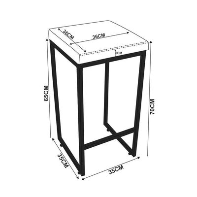 Banqueta Alta Para Cozinha Industrial Kit 2 Nick Preto E Sintético Preto D03 - D'rossi