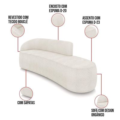 Sofá 4 Lugares Orgânico 220cm Morgan E 2 Poltronas Lua Bouclê Off White D03 - D'rossi