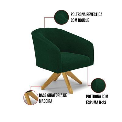 Poltrona Decorativa Giratória Ma30 Stella Bouclê Verde - D'rossi