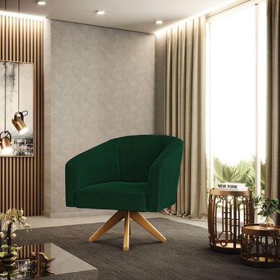 Poltrona Decorativa Giratória Ma30 Stella Bouclê Verde - D'rossi
