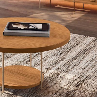Mesa De Centro Redonda Mdf Pés Metálicos Mia Cinamomo H01 - D'rossi