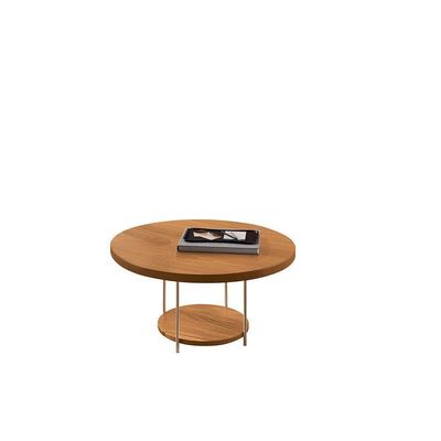 Mesa De Centro Redonda Mdf Pés Metálicos Mia Cinamomo H01 - D'rossi