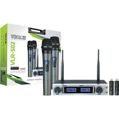Microfone De Mão Duplo Vokal Vlr-502 Cromado