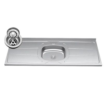 Balcão De Cozinha Com Pia Inox 120cm 3 Portas Manu Cinza - Ajl Móveis