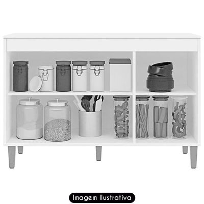 Balcão De Cozinha Com Pia Inox 120cm 3 Portas Manu Cinza - Ajl Móveis