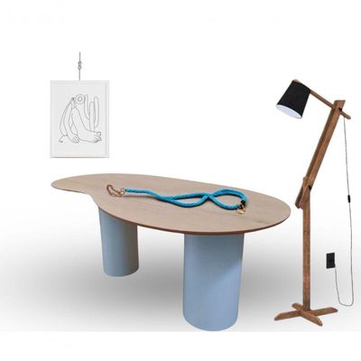 Mesa Organica Bean Laca+freijo Claro 160x90cm