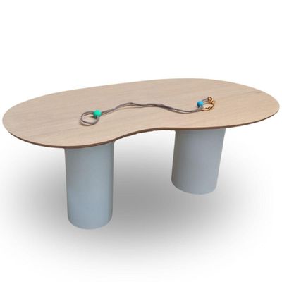 Mesa Organica Bean Laca+freijo Claro 244x137cm