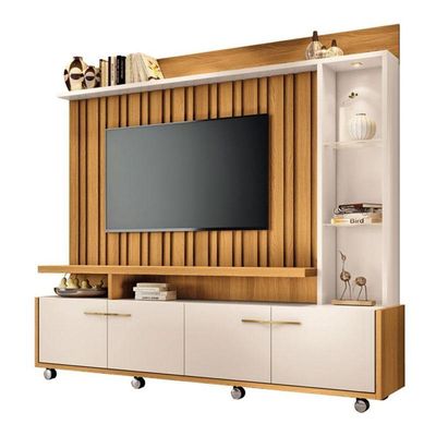 Estante Home Theater Titan E Aparador Vivant Cinamomo Off White - Hb Móveis