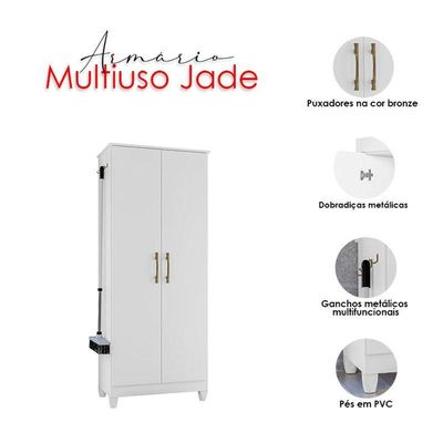 Armário Multiuso Jade Branco Brilho - Moval
