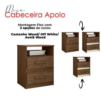 Mesa De Cabeceira Ambiente Apolo Castanho Wood Flex - Moval