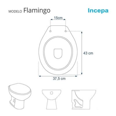 Assento Sanitário Poliester Flamingo Cinza Platina Para Vaso Incepa