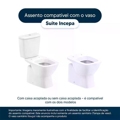 Assento Sanitário Laqueado Soft Close Suite Branco Para Vaso Incepa