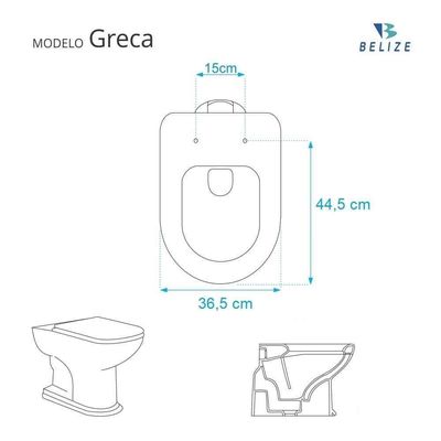 Assento Sanitário Poliester Soft Close Greca Cinza Claro Para Vaso Belize