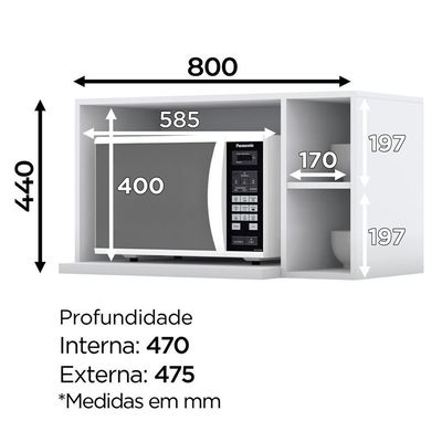 Armario Aereo Para Microondas Mdf 80 Cm Americana C557 Branco Henn
