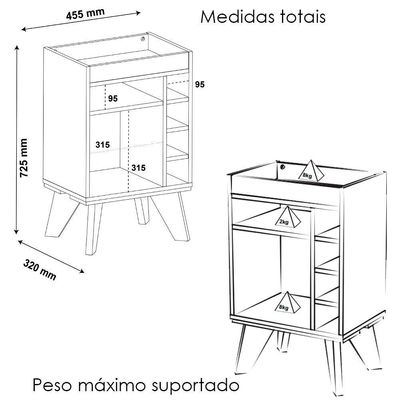 Aparador Adega Bar 4 Nichos 72x45 Cm Dri 4103 Off White Arly