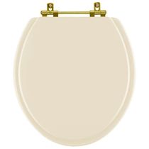 Assento Sanitario Poliéster Convencional Oval Marfim Para Vaso Celite Com Ferragem Dourada