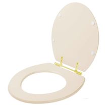 Assento Sanitario Poliéster Convencional Oval Marfim Para Vaso Celite Com Ferragem Dourada